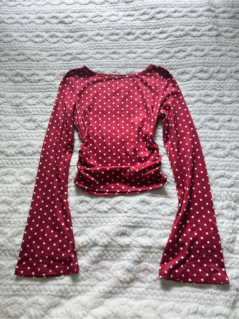 Women’s Red Polka Dot Long-Sleeve Top